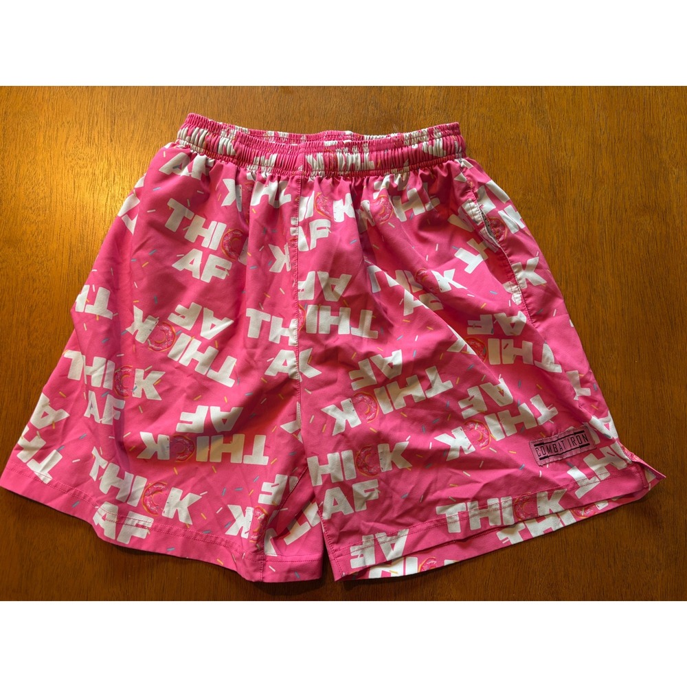 Combat Iron Apparel Thick AF Training Shorts Pink Donut Sprinkles Mens XL